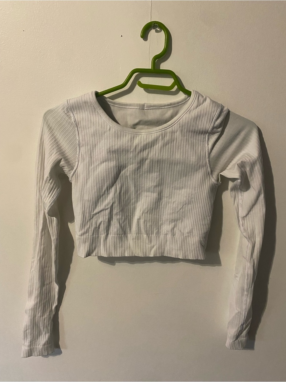 Lululemon White Ribbed Long-Sleeve Crop Top - Women